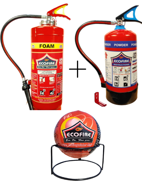 Eco Fire M/Foam ( Stored Pressure ) Type Fire Extinguisher In Capacity 9kg+ FIRE BALL (150 MM Diameter) + ABC Type Fire Extinguisher In Capacity 9 Kg) 